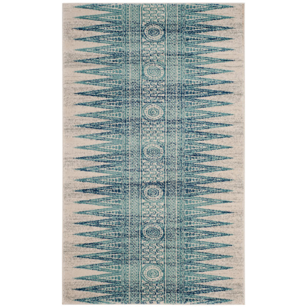 Elson Turquoise/Ivory/Navy Blue Area Rug & Reviews AllModern